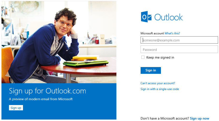 Login page outlook